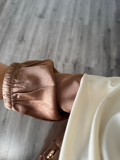 Robe satinée cappuccino