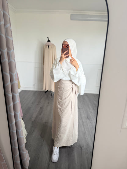Jupe portefeuille beige