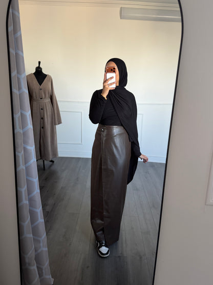Jupe en cuir marron