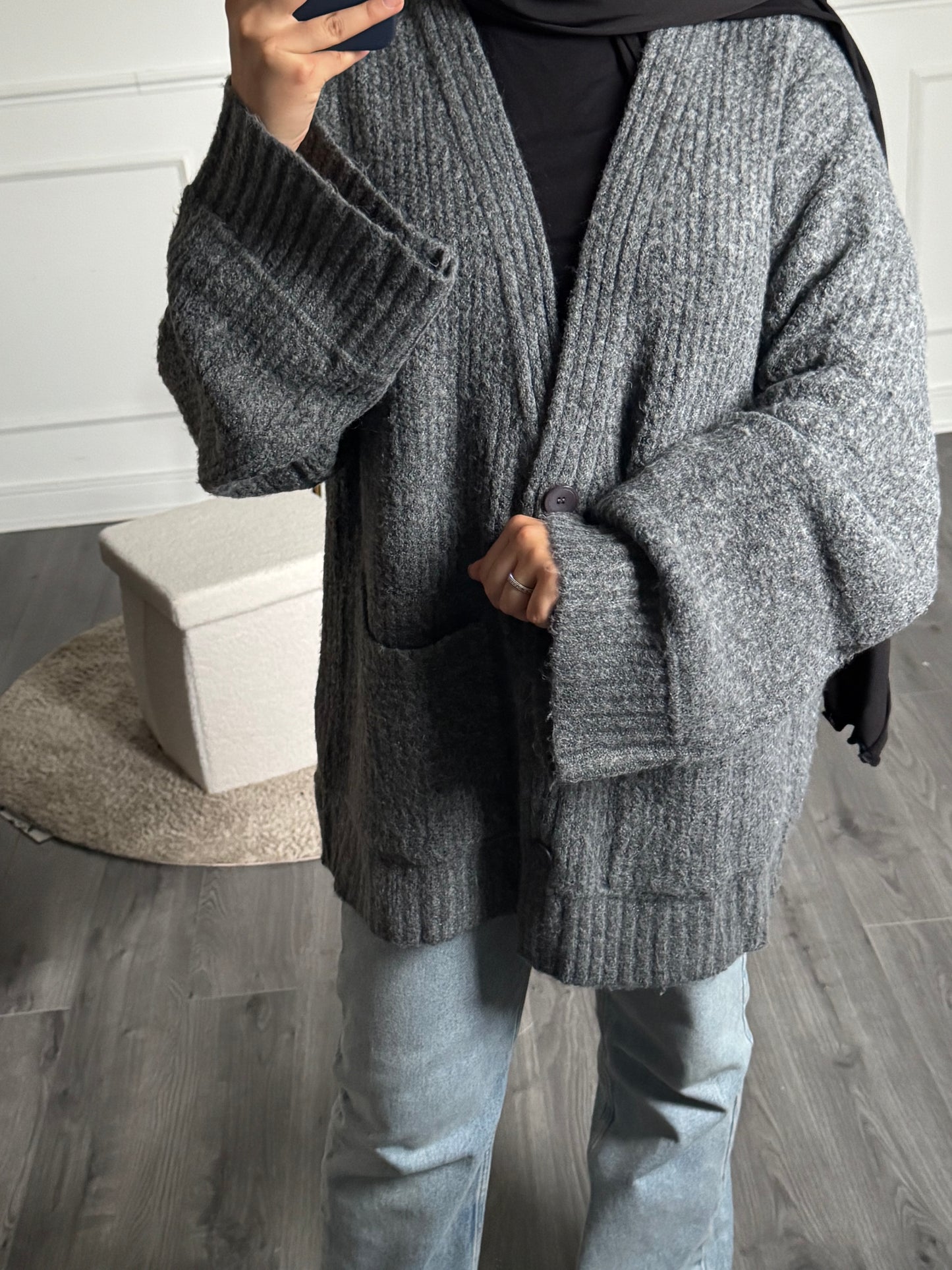 Gris - Gilet oversize