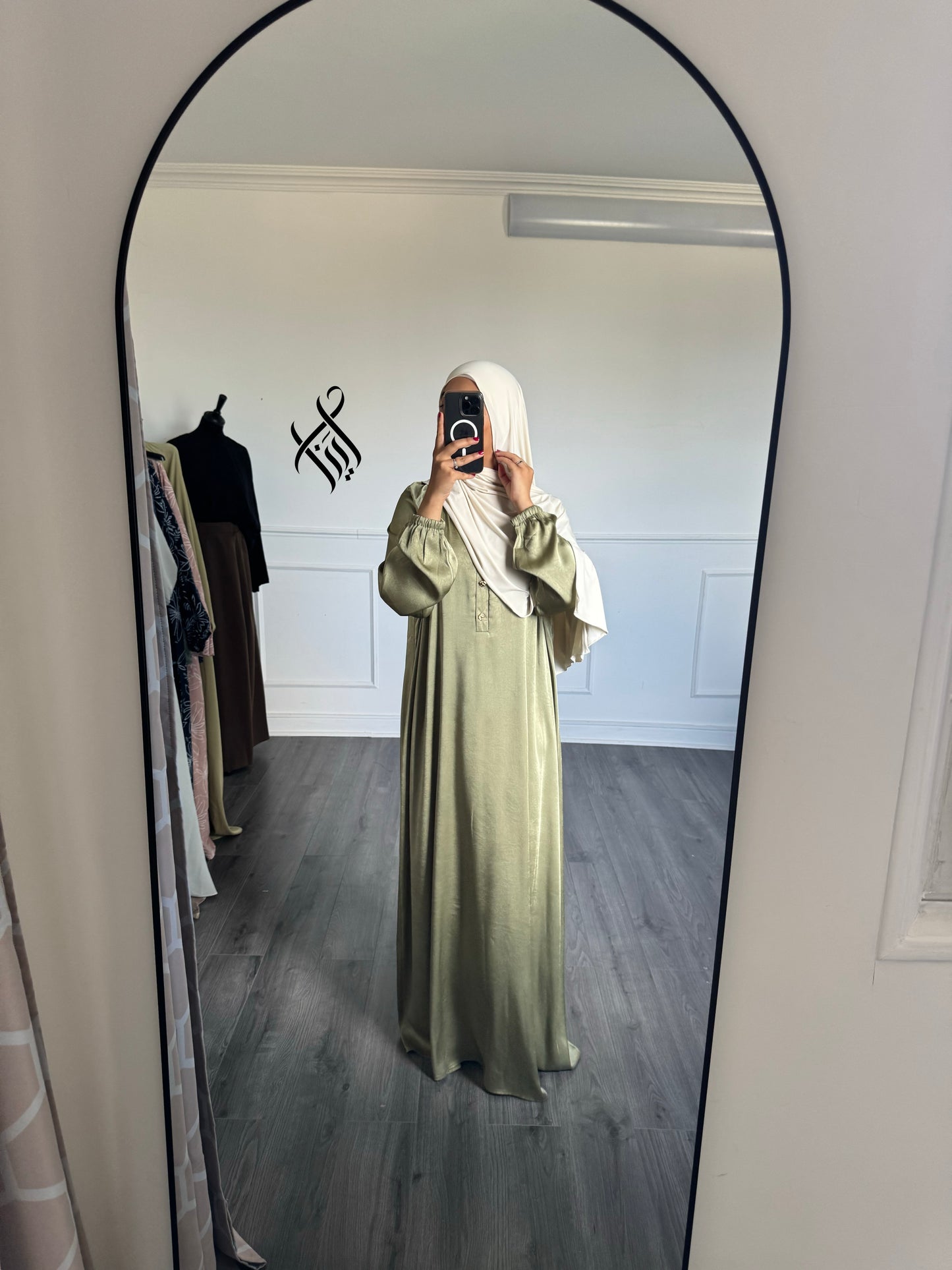 Robe satinée Verte