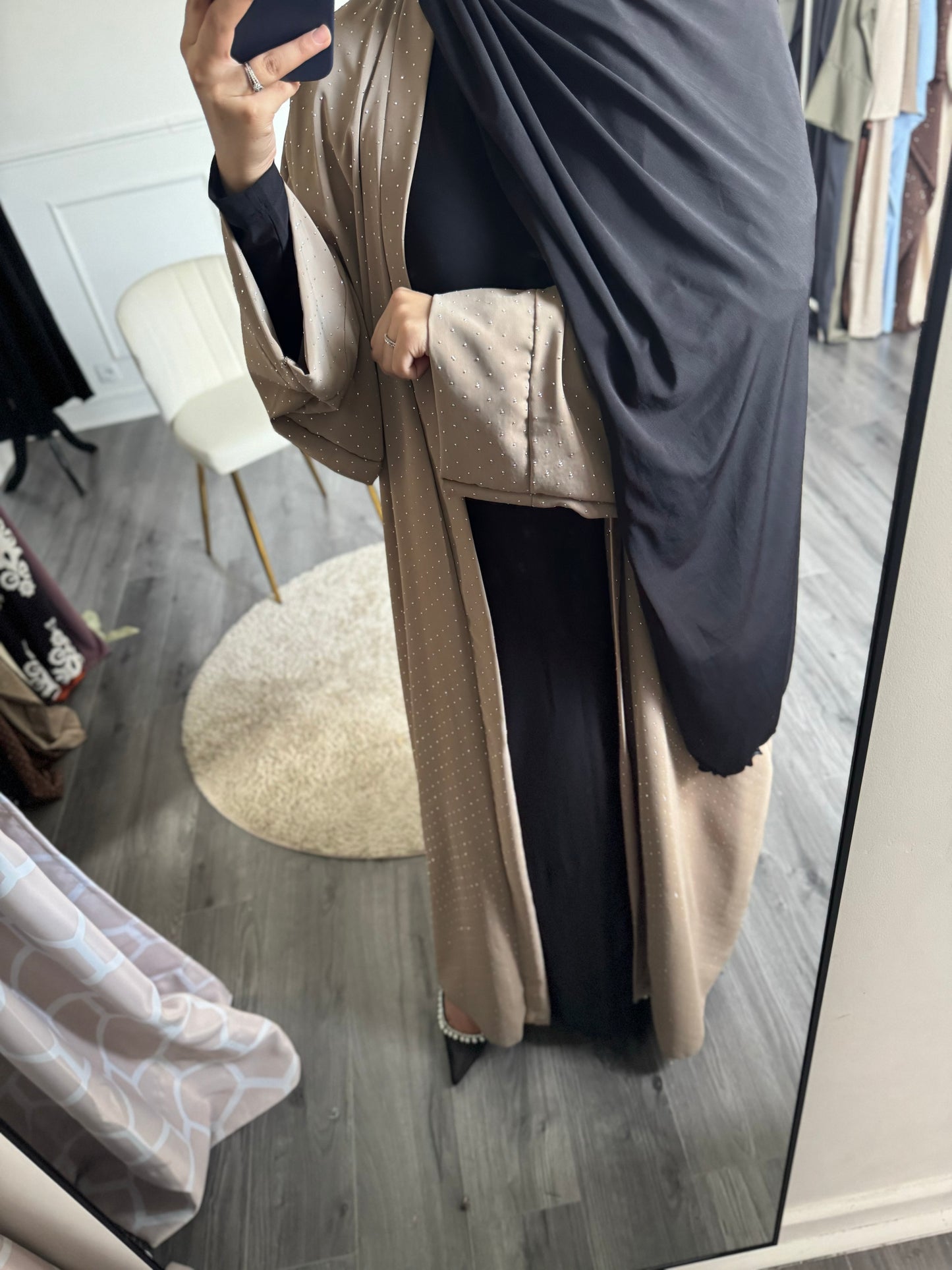 Taupe-  Kimono à strass