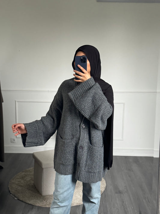 Gris - Gilet oversize