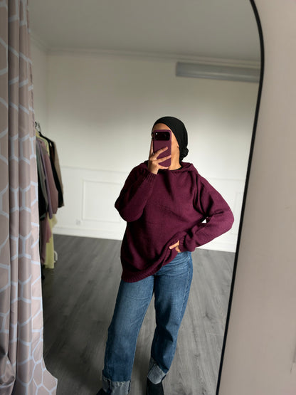 Pull Aniya à capuche Prune