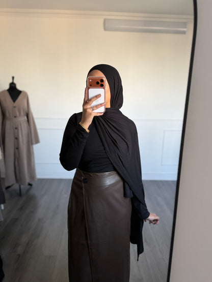 Jupe en cuir marron