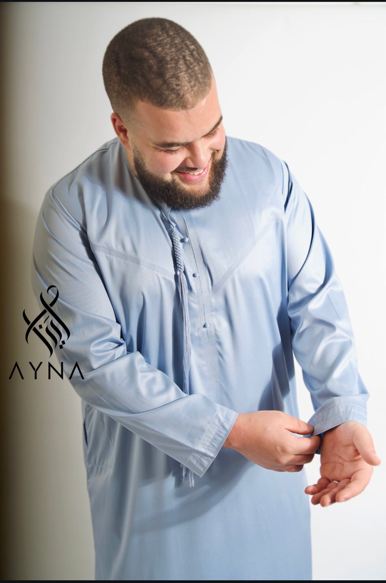 QAMIS SATINÉE ELYAS - BLEU CIEL
