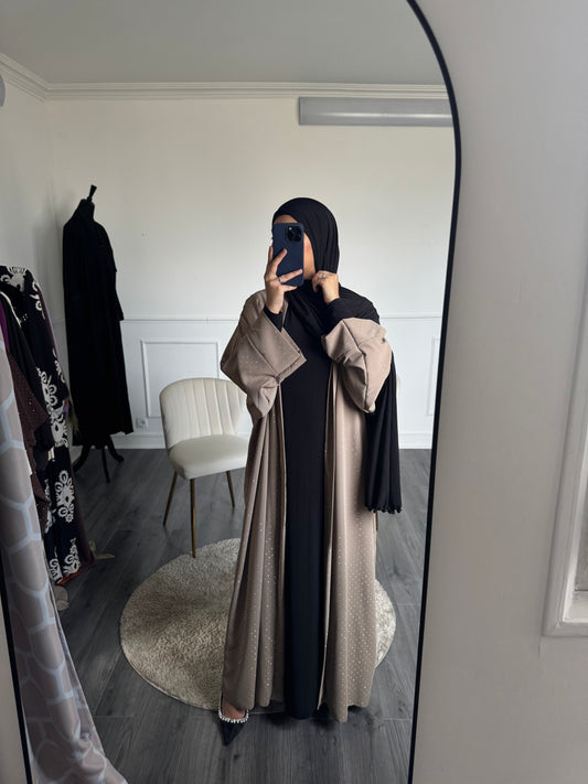 Taupe-  Kimono à strass