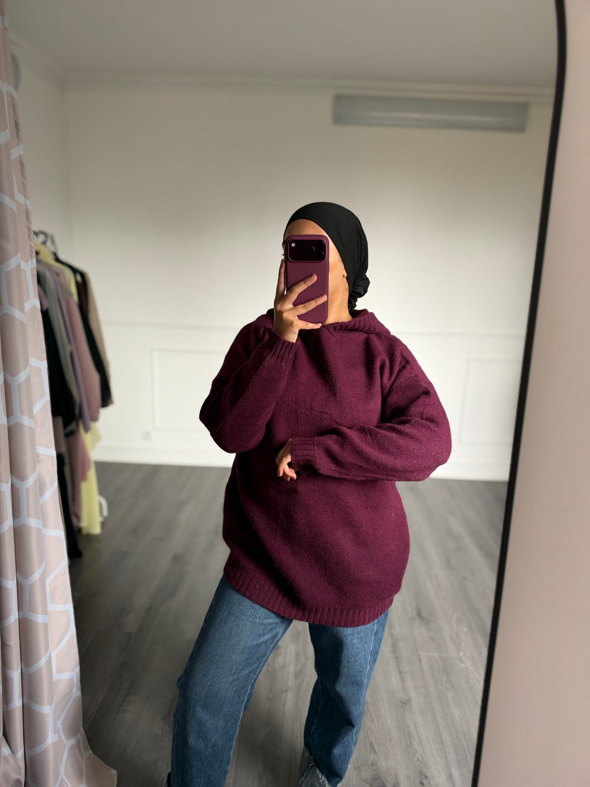Pull Aniya à capuche Prune