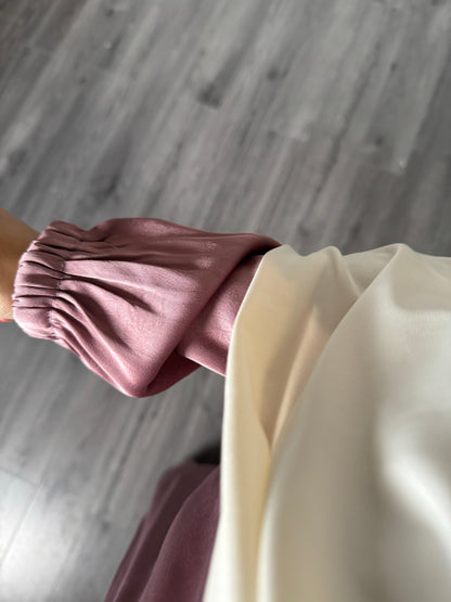 Robe satinée rose