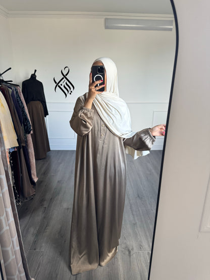 Robe satinée Kaki champagne