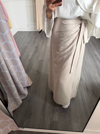 Jupe portefeuille beige
