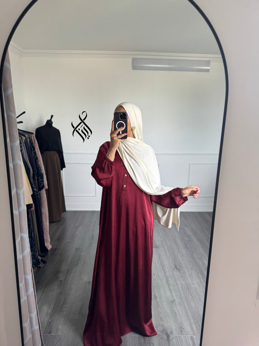 Robe satinée bordeaux