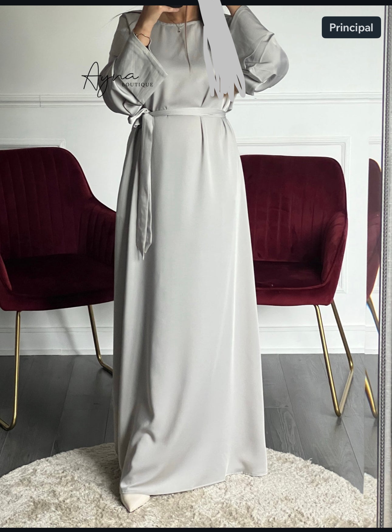 Robe satinée grise