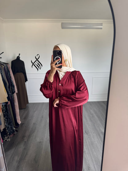 Robe satinée bordeaux