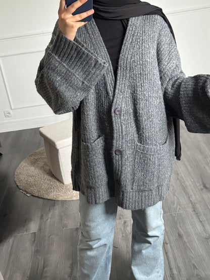 Gris - Gilet oversize