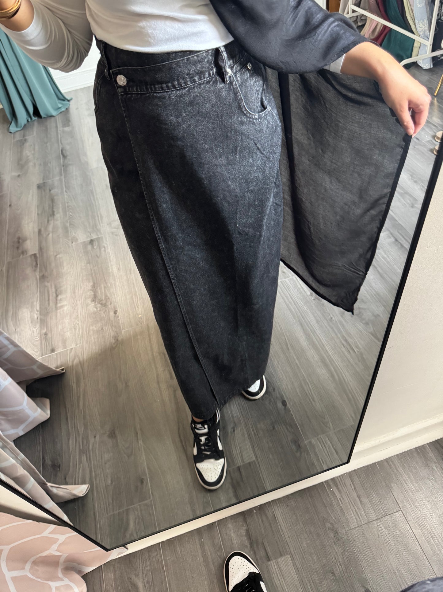 Jupe en jean - sans fente noir grise