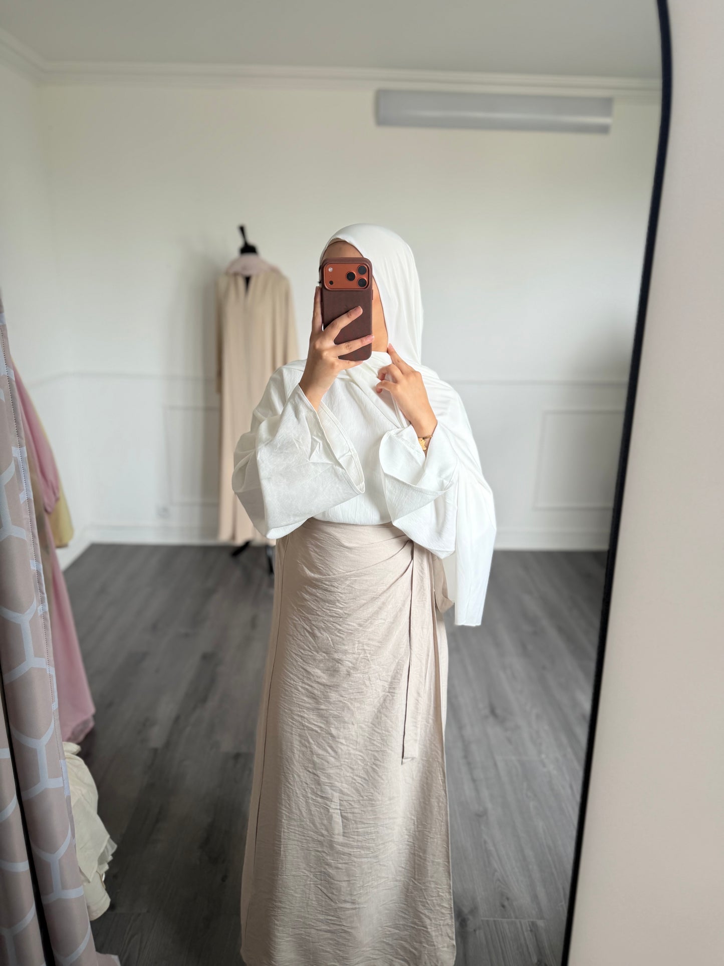 Jupe portefeuille beige