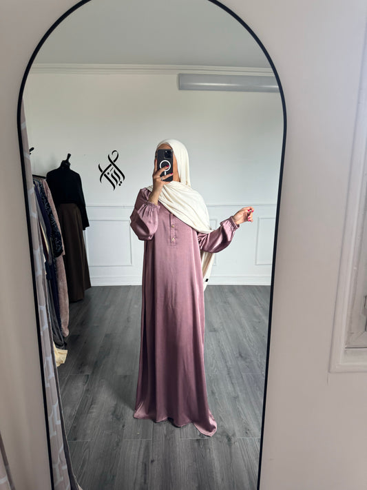 Robe satinée rose