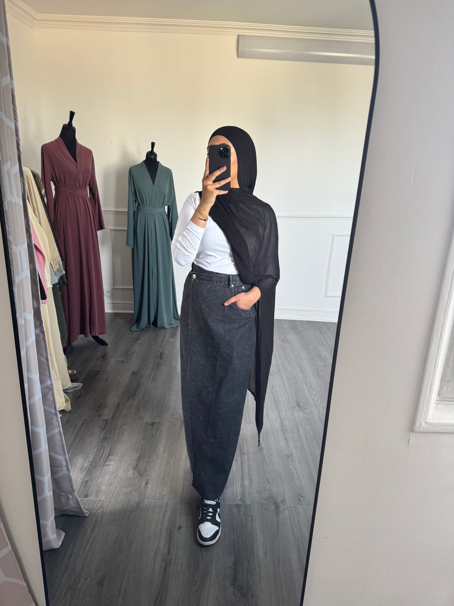 Jupe en jean - sans fente noir grise