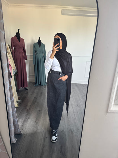 Jupe en jean - sans fente noir grise